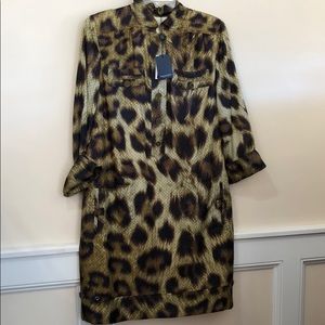 NWT Magaschoni leopard silk shift lined size 10